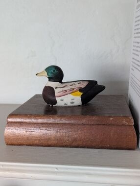Vintage Deck Of Playing Card Wooden Box With Duck